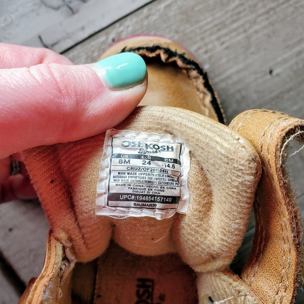 OshKosh B'gosh Baby Toddler Boy Tan Boots Size 8m